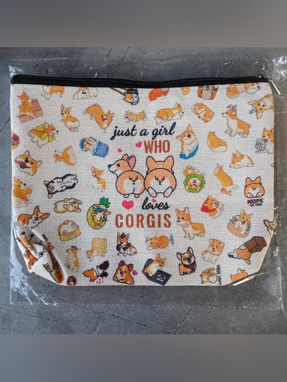 NWT Just A Girl Who Loves Corgis Makeup Zipper Bag